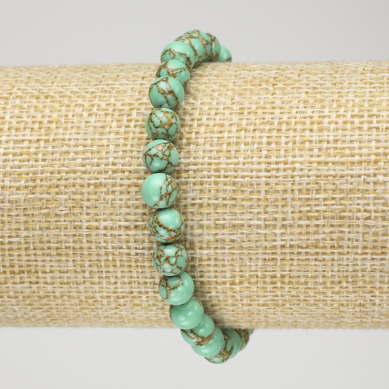 Stretch Bracelet with Imperial Green Jasper (Pressed), Smooth Round Beads, 6mm+ Diameter