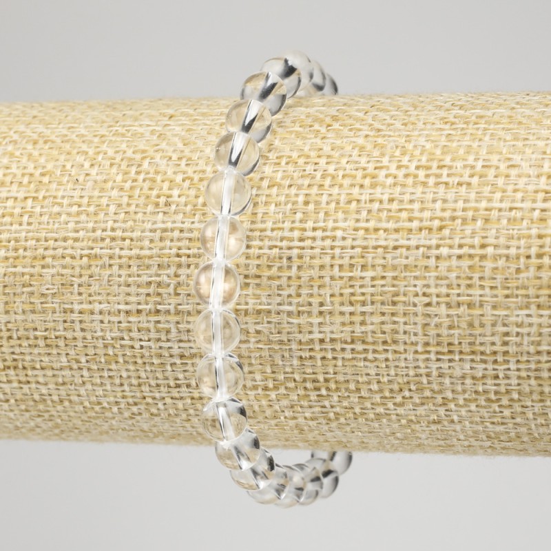 Stretch Bracelet with Rock Crystal, Smooth Round Beads, 6mm+ Diameter