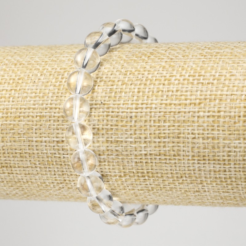 Stretch Bracelet with Rock Crystal, Smooth Round Beads, 8mm+ Diameter