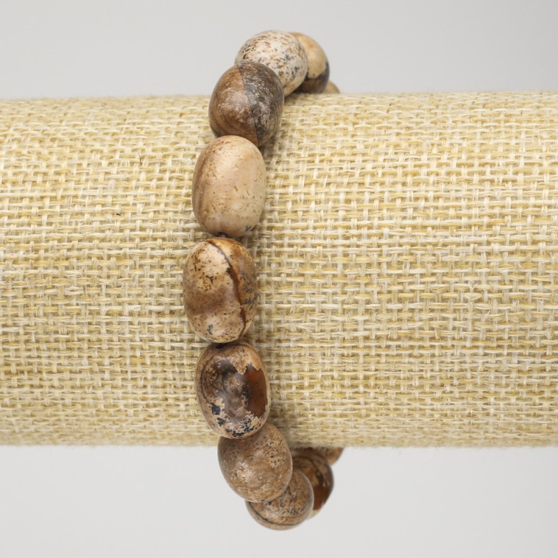 Natural Picture Jasper Barrel Bead Stretch Bracelet, diameter 10x14mm+