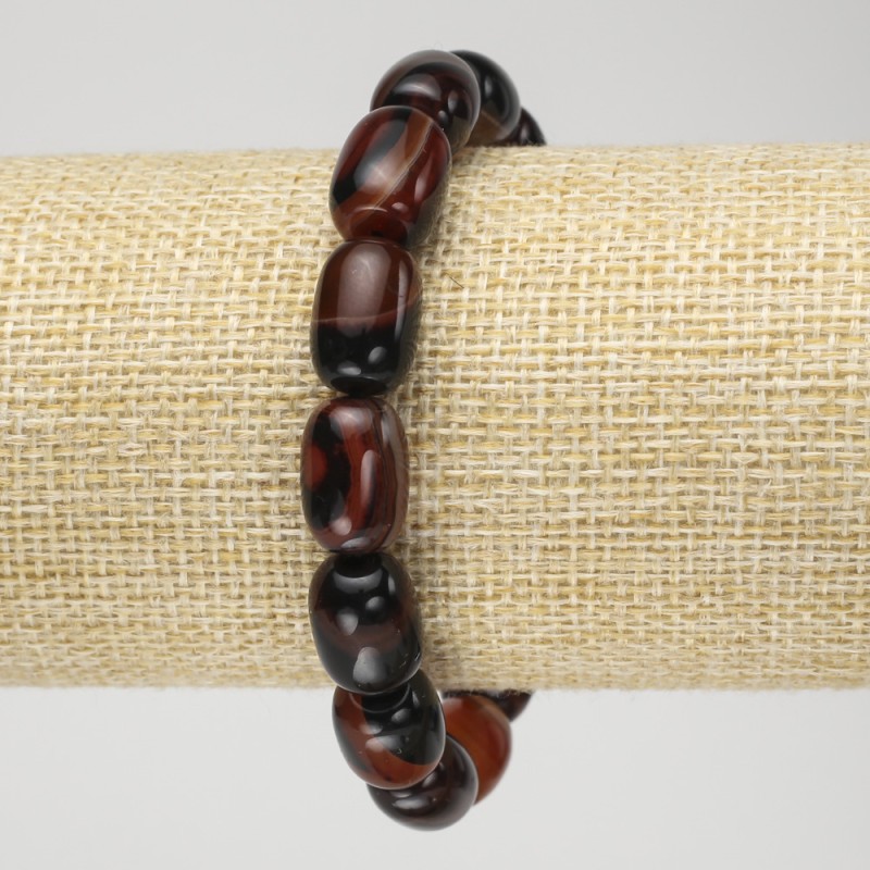 Natural Agate Smooth Barrel Stretch Bracelet, diameter 10x13mm+