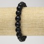 Natural Black Tourmaline Smooth Round Bead Stretch Bracelet, diameter 10mm+
