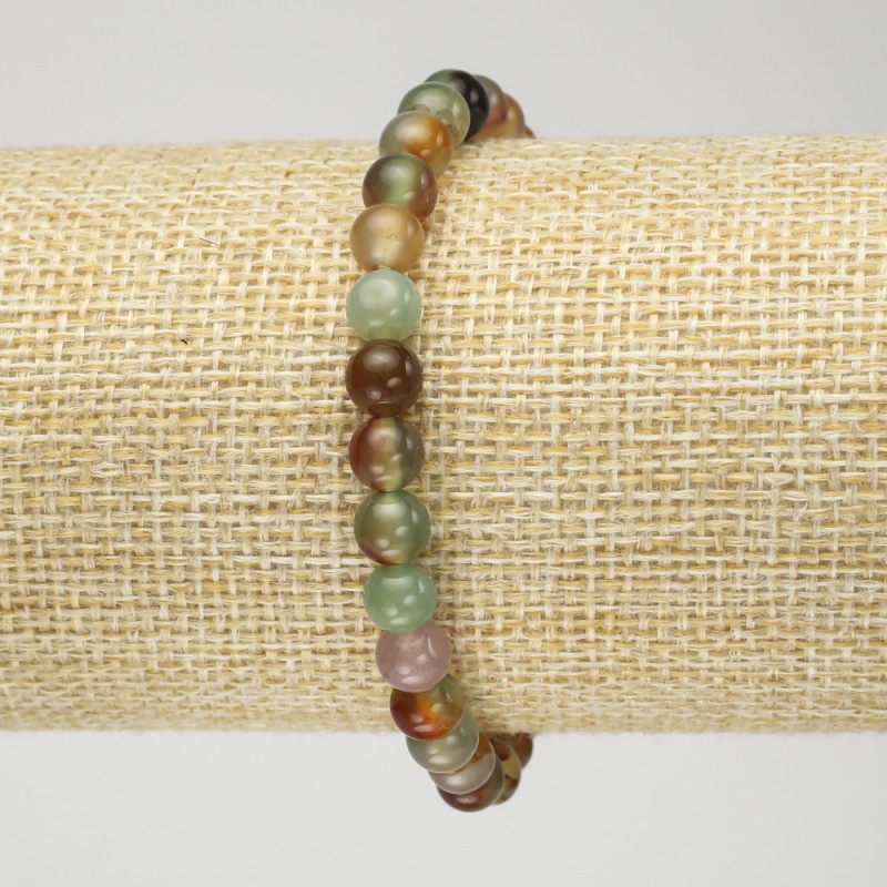 Brazilian Agate Smooth Round Bead Stretch Bracelet, diameter 6mm, length 18cm+