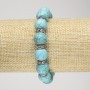 Turquoise (Imitation) Stretch Bracelet, diameter 12mm+/- with White Rhinestone Accents, length 18cm+