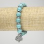 Turquoise (Imitation) Stretch Bracelet, diameter 10mm+/- with Silver-Tone Accents and Pendant, length 18cm+