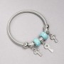 Pandora-Style Bracelet with Turquoise Beads (Imitation), Diameter 14x8mm+/- and Key Charms with White Rhinestones