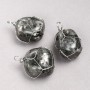 Larvikite Pendant in Silver-Tone Wire Wrap, 35x20mm+ Diameter