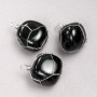 Pendant in Silver-Tone Wire Wrap with Natural Black Onyx, 35x20mm+ Diameter
