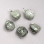 Pendant in Silver-Tone Wire Wrap with Natural Seraphinite Stone, 35x20mm+ Diameter