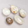 Pendant in Silver-Tone Wire Wrap with Natural Smoky Agate Stone, 35x20mm+ Diameter