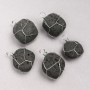 Pendant in Silver-Tone Wire Wrap with Natural Lava Stone, 35x20mm+ Diameter