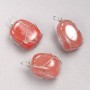Pendant in Silver-Tone Wire Wrap with Natural Chalcedony Stone, 35x20mm+ Diameter