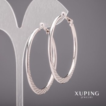 Xuping Hoop Earrings 3x55mm, Rhodium