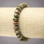 Natural Stone Bracelet on Elastic Band Jasper Heliotrope Unakite Smooth Rondelle, Diameter 9x7mm+