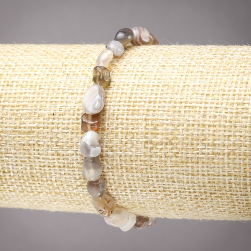 Botswana Agate Natural Stone Bracelet on Elastic Band, Tumbled, Diameter 8x6mm+