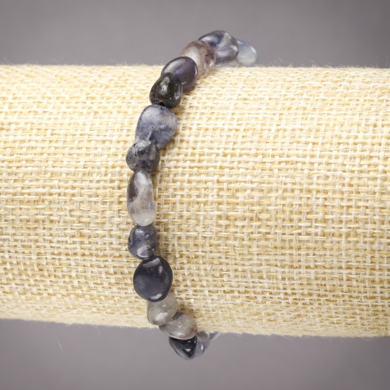 Iolite Natural Stone Bracelet on Elastic Band, Tumbled, Diameter 8x6mm+