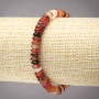 Elastic Bracelet with Natural Carnelian Stone, Smooth Rondelle, Diameter 6x3mm+