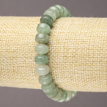 Elastic Bracelet with Natural Jade Stone, Smooth Rondelle, Diameter 9x7mm+