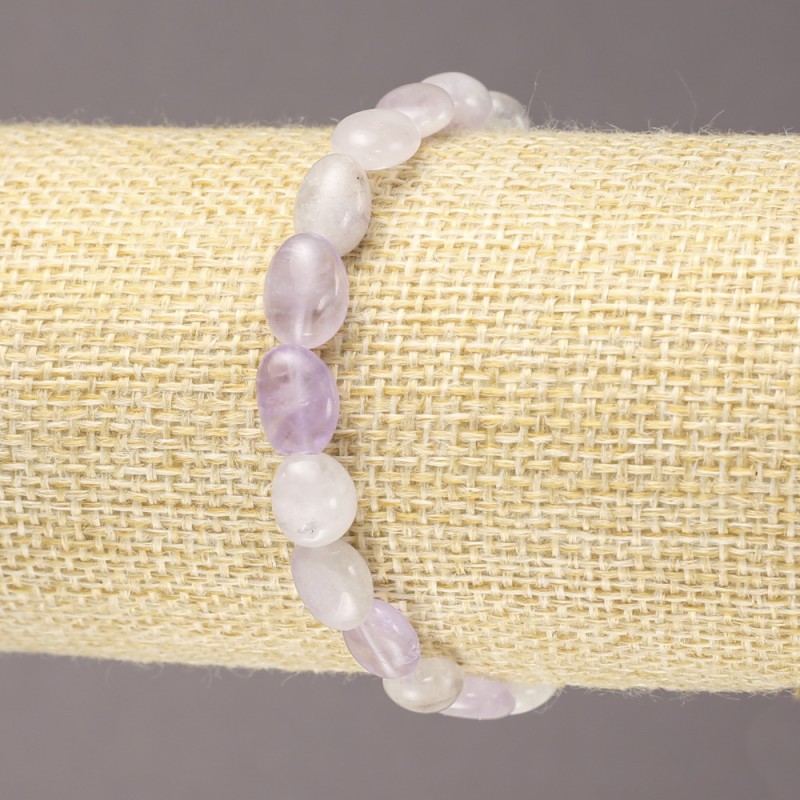 Amethyst Natural Stone Bracelet on Elastic Band, Tumbled, Diameter 8x10mm+