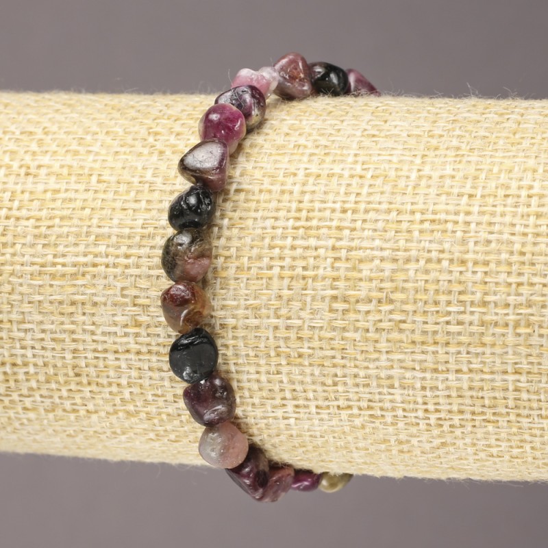 Tourmaline Bracelet on Elastic Band, Tumbled, Diameter 7(+-)mm