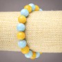 Bracelet Aquamarine with Citrine smooth beads, diameter 10mm±, length 18cm± (stretch)