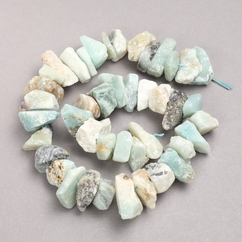 Amazonite Raw Stone Beads on a Strand, Tumbled, Diameter 10x20mm+-, Length 42cm+