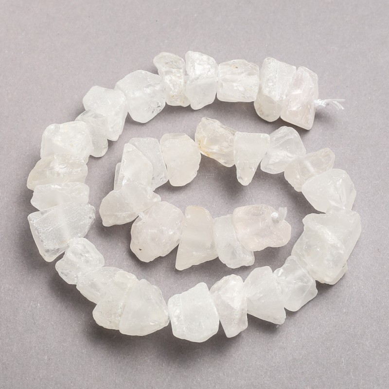 Raw Stone Beads – Rock Crystal on Strand, Tumbled, Diameter 10x18mm+/-, Length 42cm+