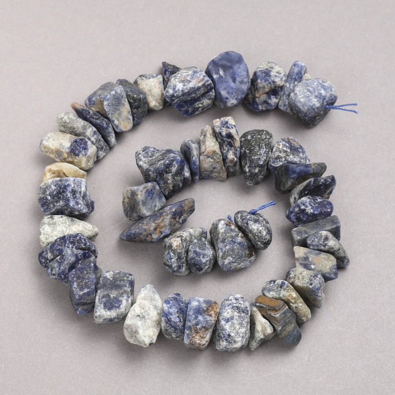 Raw Stone Beads – Sodalite on Strand, Tumbled, Diameter 10x18mm+/-, Length 42cm+