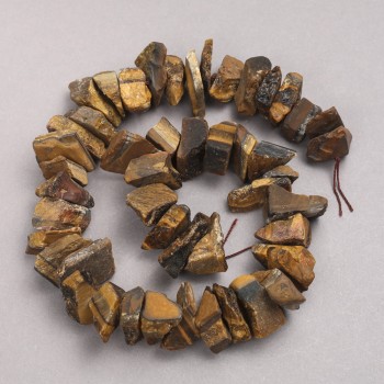 Raw Stone Beads – Tiger's Eye on Strand, Tumbled, Diameter 10x18mm+/-, Length 42cm+