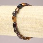 Elastic Bracelet, Natural Stone Bull's Eye, Hawk's Eye, Tiger's Eye, Tumbled, Diameter 6x8mm+