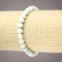 Elastic Bracelet, Natural Stone Larimar, Smooth Round Beads, Diameter 6mm+