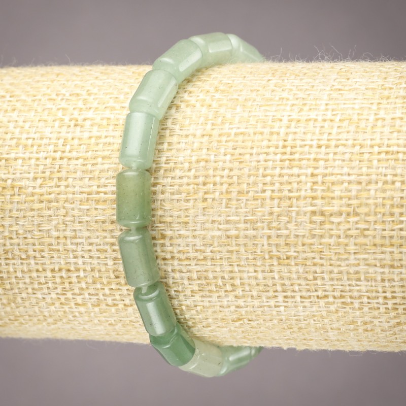 Natural Stone Bracelet on Elastic Band Jade Smooth Cylinder, 10x6mm+ Diameter
