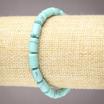 Bracelet on elastic with Turquoise (artificial) smooth cylinder beads, diameter 10x6mm+
