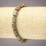 Jasper Heliotrope Unakite Natural Stone Smooth Cylinder Bracelet on Elastic Band, diameter 10x6mm+