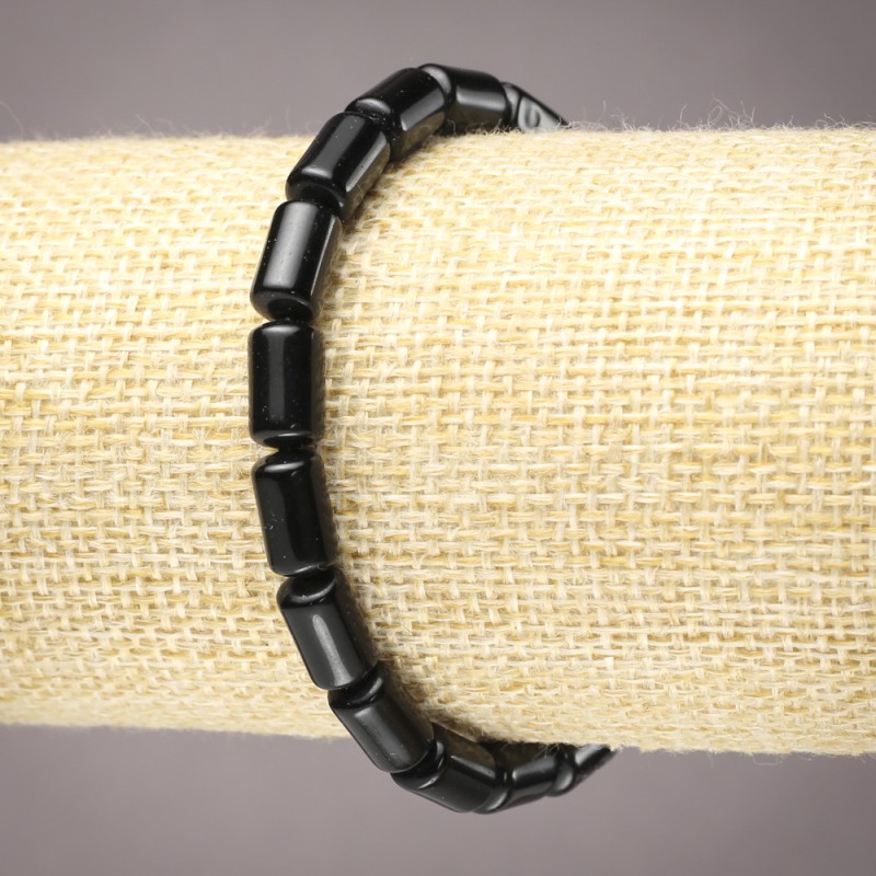 Agate (Pressed) Smooth Cylinder Bracelet on Elastic Band, diameter 10x6mm+