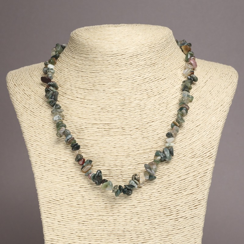 Multicolor Jasper Natural Stone Chip Necklace, diameter 6-8mm+-, length 45cm+- with Extension Chain