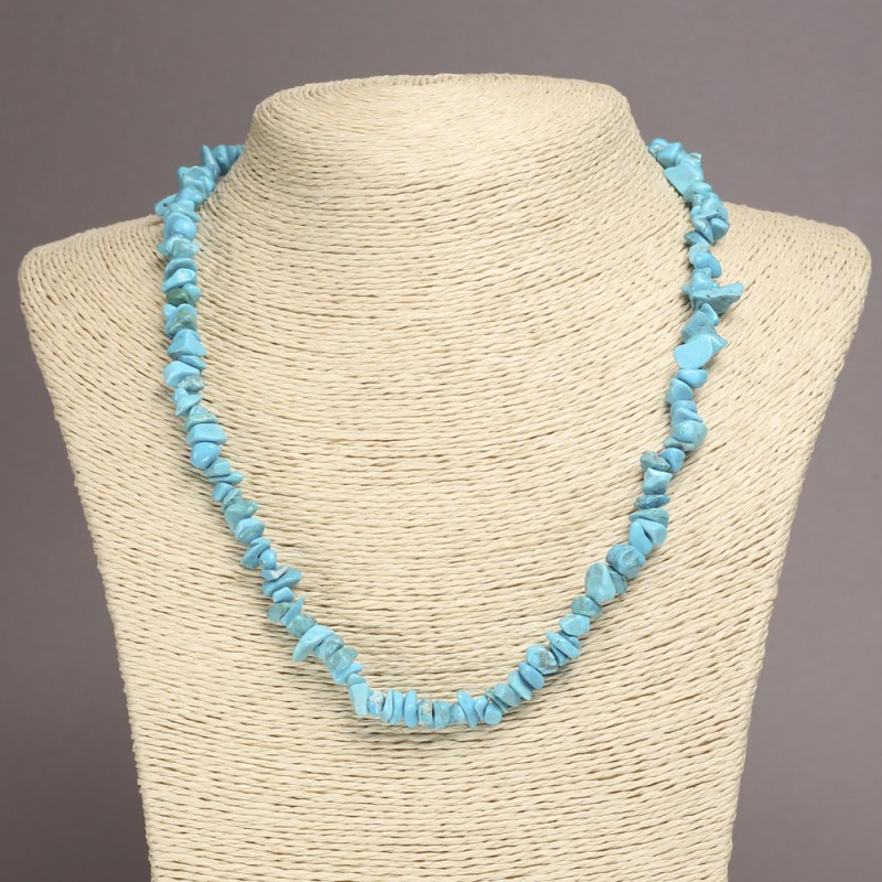 Natural Turquoise Chip Necklace, diameter 6-8mm+-, length 45cm+- with extension chain