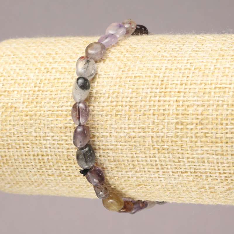 Stretch Bracelet with Natural Ametrine Stone, Tumbled, 7x5mm Diameter