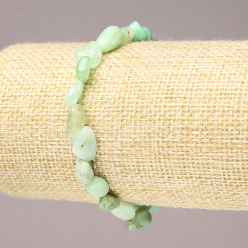 Stretch Bracelet with Natural Chrysoprase Stone, Tumbled, 8x10mm+ Diameter