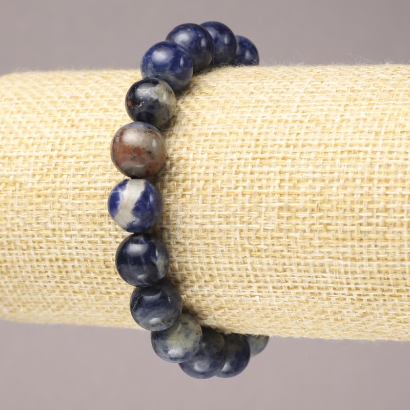 Stretch Bracelet with Natural Sodalite Stone, Smooth Round Beads, 10mm+ Diameter
