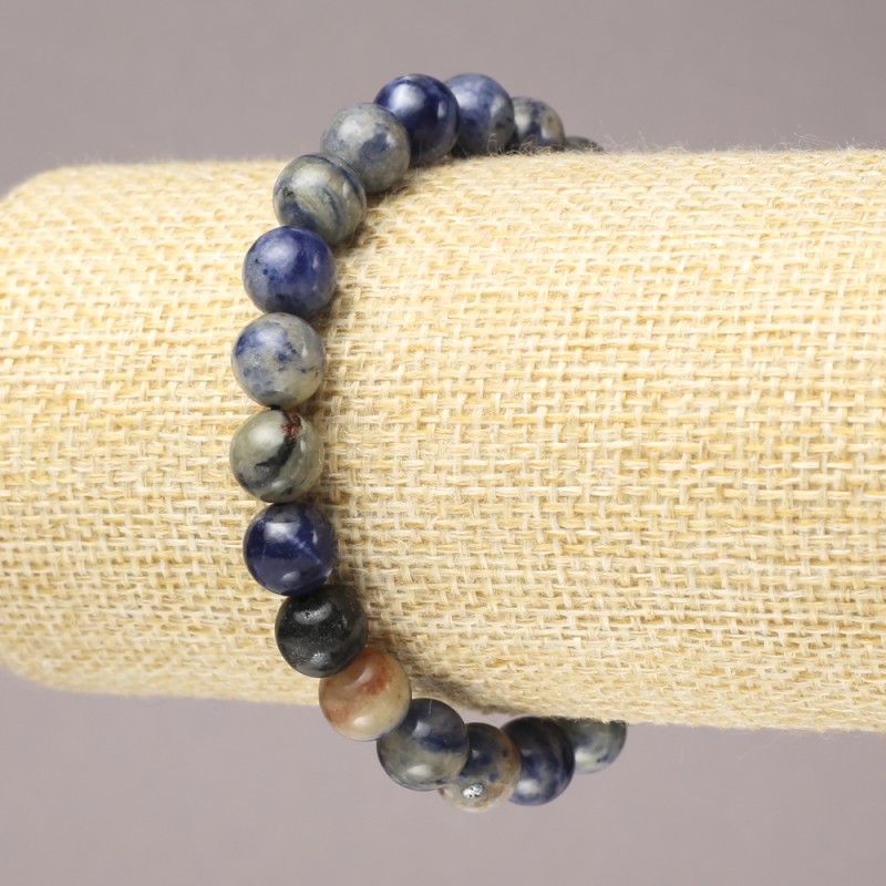 Natural Sodalite Smooth Bead Elastic Bracelet, diameter 8mm+