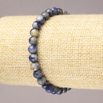 Sodalite Natural Stone Bracelet on Elastic Band, Smooth Round Beads, 6mm+ Diameter