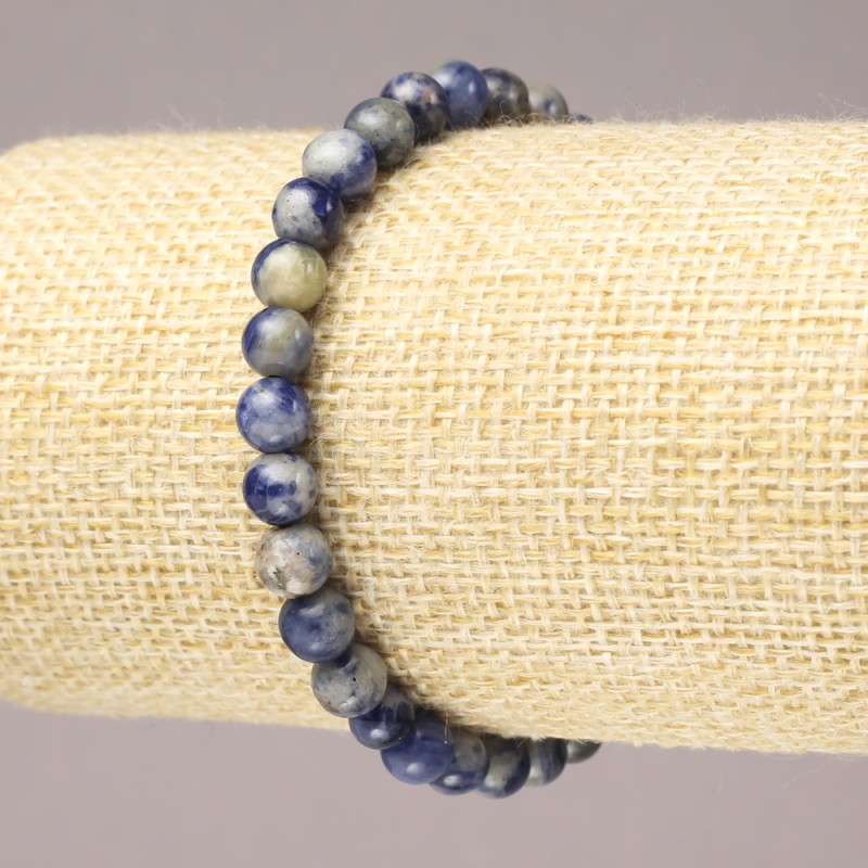 Sodalite Natural Stone Bracelet on Elastic Band, Smooth Round Beads, 6mm+ Diameter