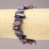 Charoite Natural Stone Bracelet on Elastic Band, "Needle" Chip Beads, 15x3mm+ Diameter
