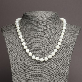 Natural Mother-of-Pearl Necklace, Milky White, 7.5mm+/- Diameter, 45cm+ Length