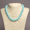 Aquamarine Natural Stone Necklace, Smooth Round Beads, 12mm+/- Diameter, 45cm+ Length