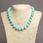 Aquamarine Natural Stone Necklace, Smooth Round Beads, 12mm+/- Diameter, 45cm+ Length