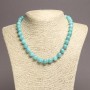 Aquamarine Natural Stone Necklace, Smooth Round Beads, 10mm+/- Diameter, 45cm+ Length