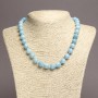Aquamarine Natural Stone Necklace, Smooth Round Beads, 10mm(+/-) Diameter, 45cm+ Length