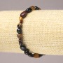 Tiger's Eye, Bull's Eye & Hawk's Eye Natural Stone Bracelet on Elastic Band, Tumbled Beads, 8x6mm+ Diameter